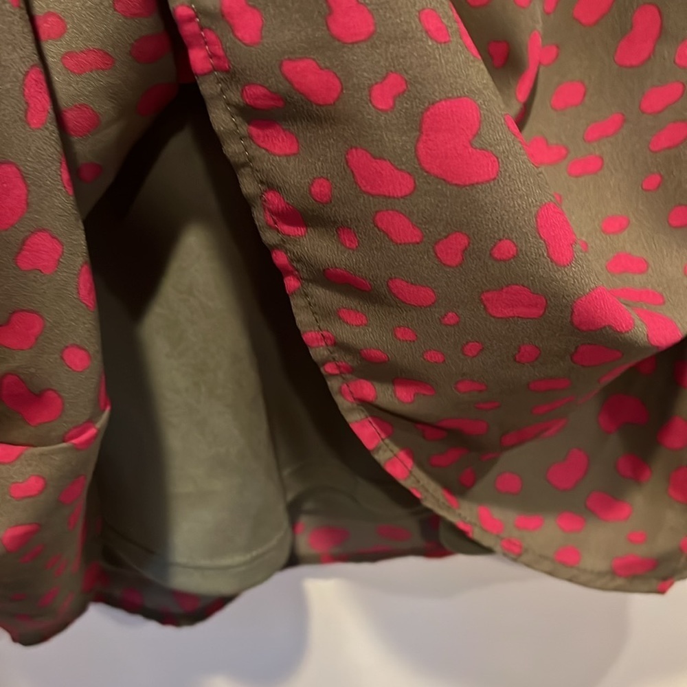 Adrienne Dark Red and Olive Leopard Print Flowy Dress - Picture 5 of 7